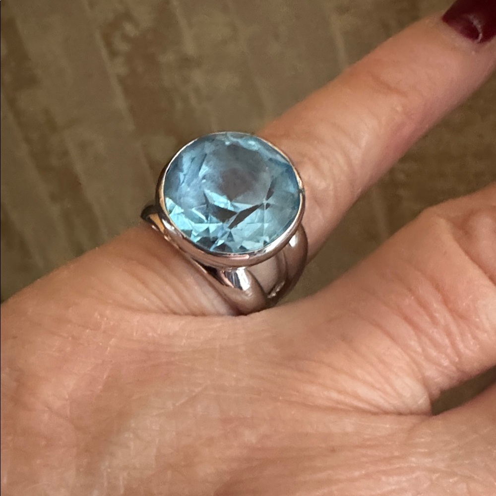 ESPO SIG Joseph Esposito Sterling Silver 14kt gf  Blue Topaz‎ Ring Size 6